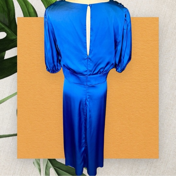 NWT Alexia Admor ‘Nola’ Puff Sleeve Fit & Flare Dress in “Lapis” Blue Size 10 - Picture 10 of 16